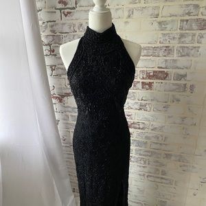 Vintage black beaded formal dress